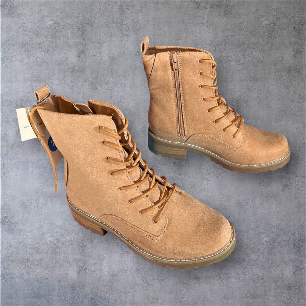 Universal Thread LaceUp Ophelia Side Zip Combat Boots with  Memory Foam - Picture 5 of 14